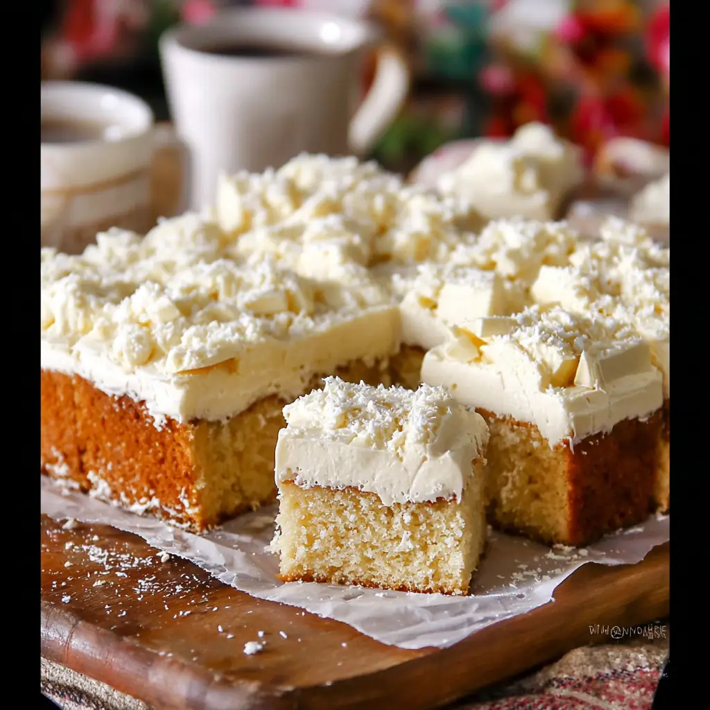 A delicious plate of White Chocolate Cake